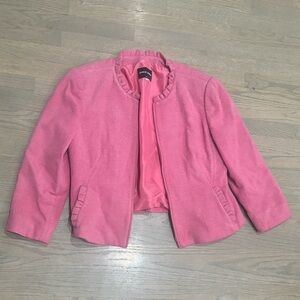 Giorgio Armani Vintage Light Pink Zip Up jacket ruffle pocket detail women’s 50